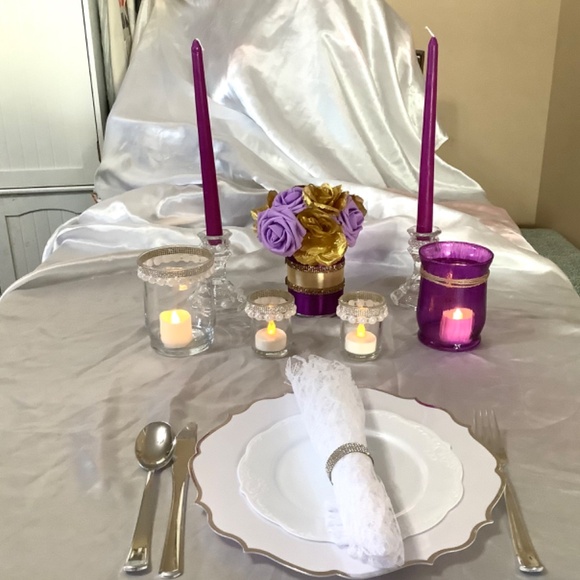 Golden Rose centerpiece with satin and rhinestone ribbon…you pick colors - Picture 5 of 10